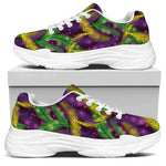 Mardi Gras Palm Leaf Pattern Print White Chunky Shoes
