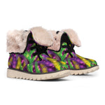 Mardi Gras Palm Leaf Pattern Print Winter Boots