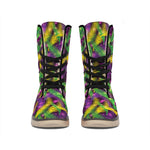 Mardi Gras Palm Leaf Pattern Print Winter Boots