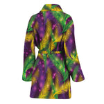 Mardi Gras Palm Leaf Pattern Print Women's Bathrobe