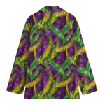 Mardi Gras Palm Leaf Pattern Print Women's Cotton Blazer