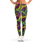 Mardi Gras Palm Leaf Pattern Print Women's Leggings