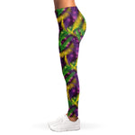 Mardi Gras Palm Leaf Pattern Print Women's Leggings