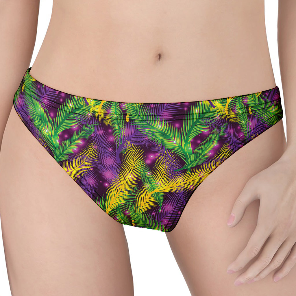 Mardi Gras Palm Leaf Pattern Print Women's Thong