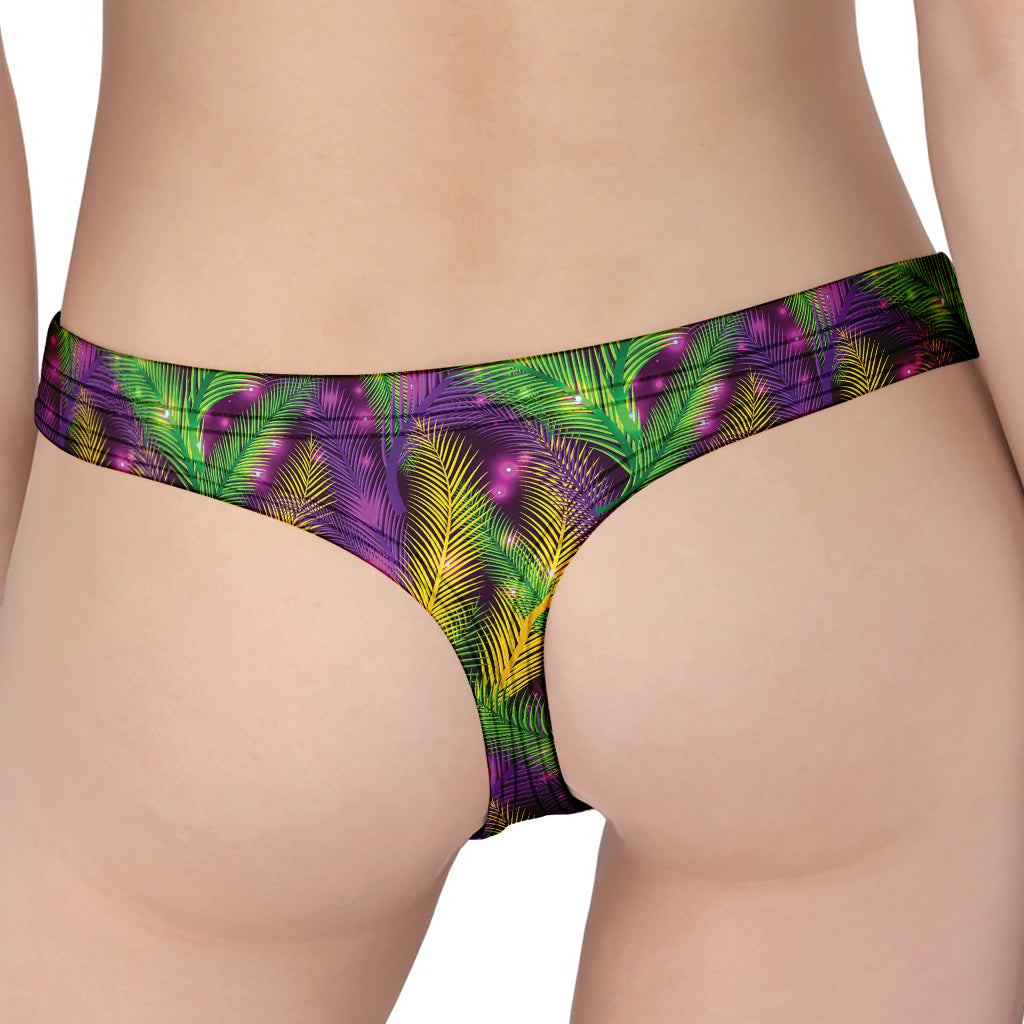 Mardi Gras Palm Leaf Pattern Print Women's Thong