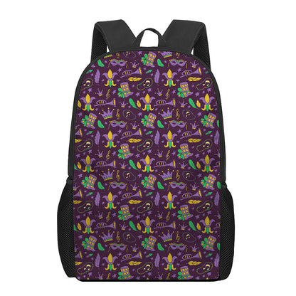 Mardi Gras Party Pattern Print 17 Inch Backpack