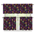 Mardi Gras Party Pattern Print 3 Piece Kitchen Curtains