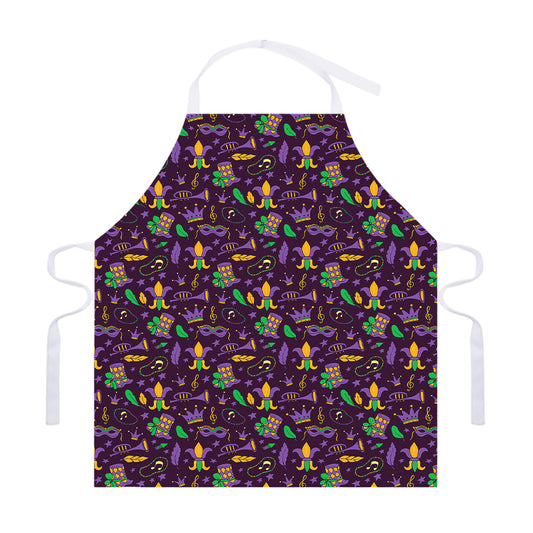 Mardi Gras Party Pattern Print Adjustable Apron