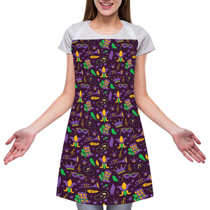 Mardi Gras Party Pattern Print Adjustable Apron