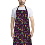 Mardi Gras Party Pattern Print Bib Apron With Pocket