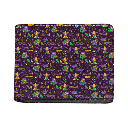 Mardi Gras Party Pattern Print Bifold Wallet