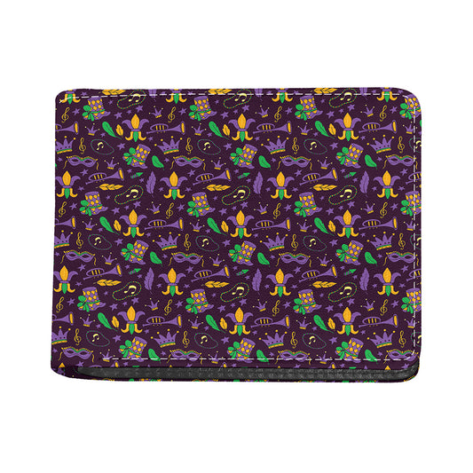 Mardi Gras Party Pattern Print Bifold Wallet