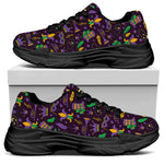 Mardi Gras Party Pattern Print Black Chunky Shoes