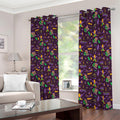 Mardi Gras Party Pattern Print Dimout Grommet Curtains