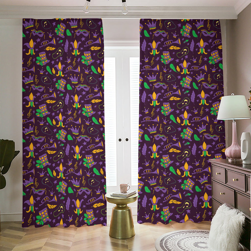 Mardi Gras Party Pattern Print Blackout Pencil Pleat Curtains