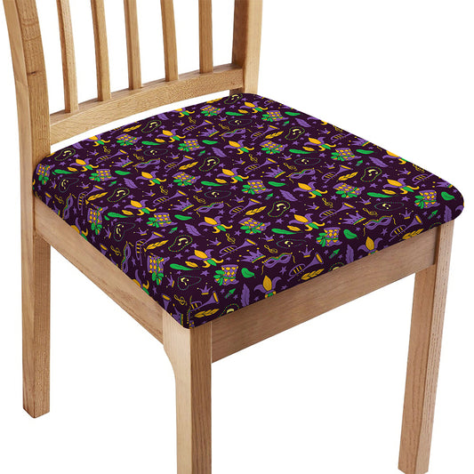 Mardi Gras Party Pattern Print Chair Cushion Cover
