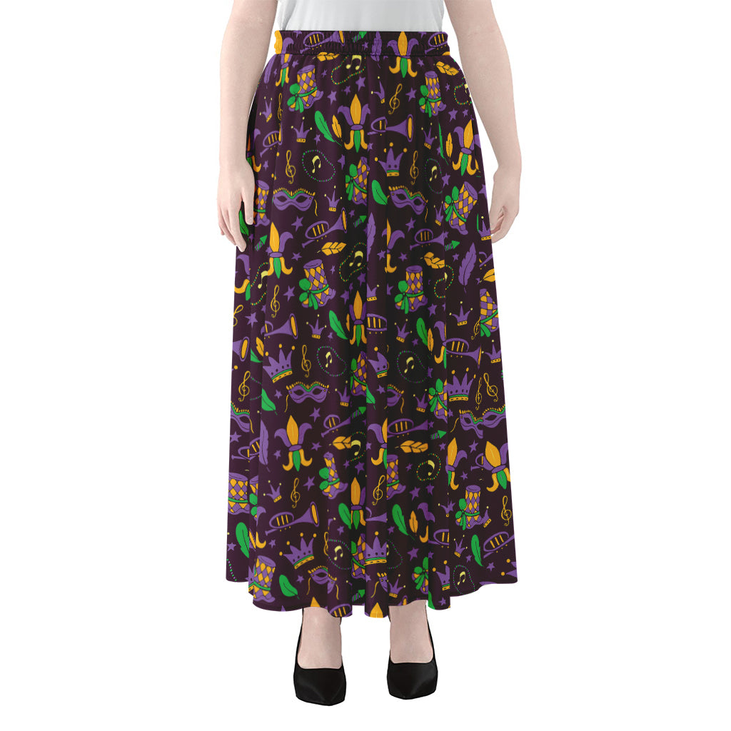 Mardi Gras Party Pattern Print Chiffon Maxi Skirt