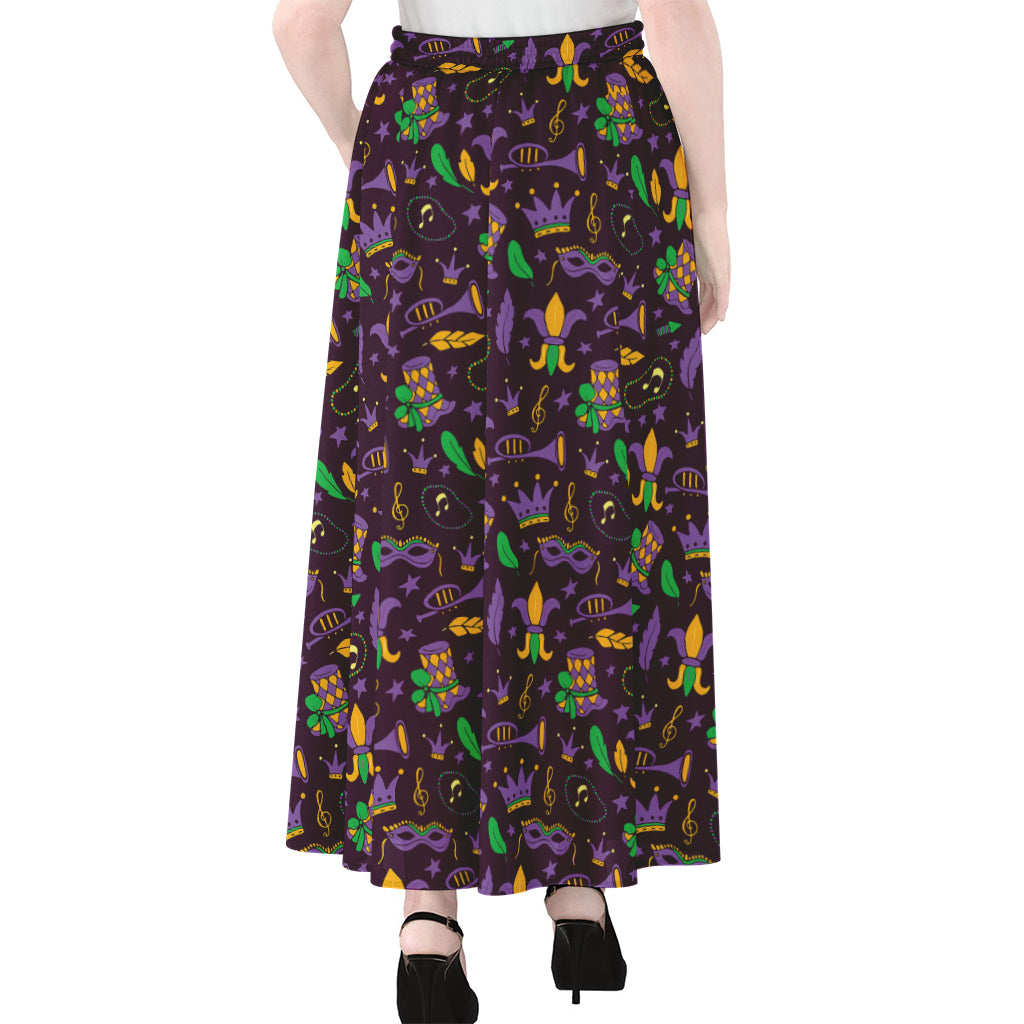 Mardi Gras Party Pattern Print Chiffon Maxi Skirt