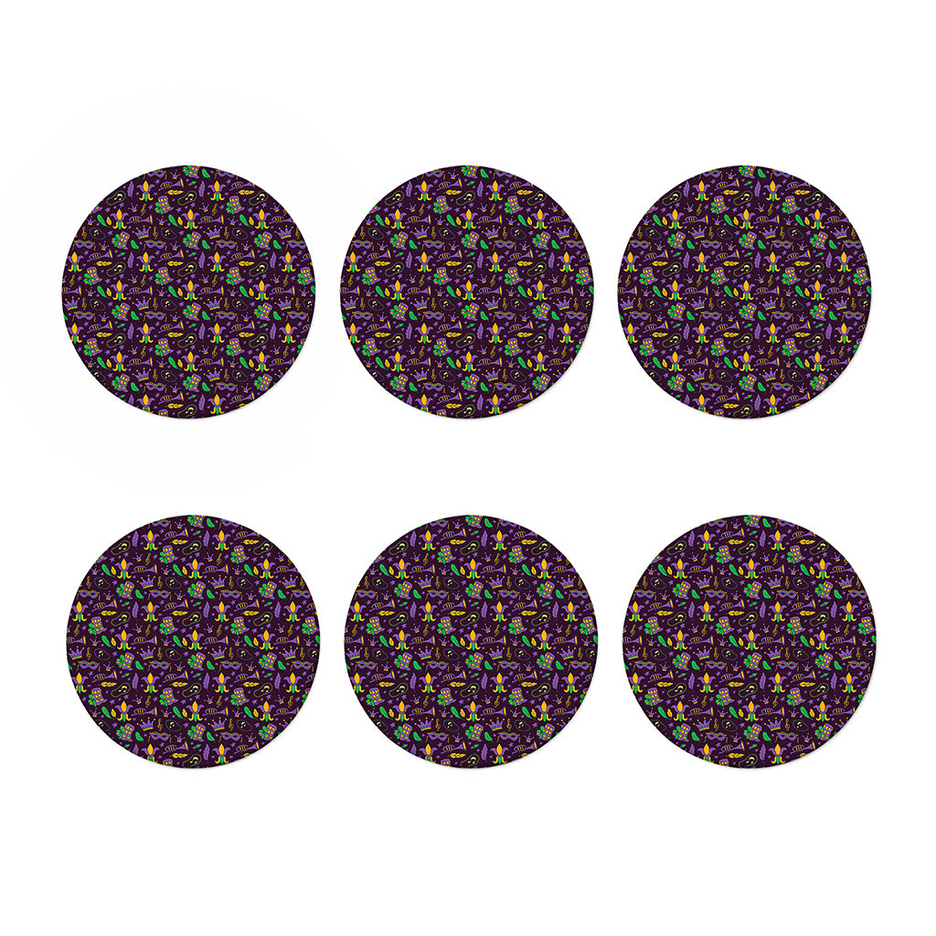 Mardi Gras Party Pattern Print Coaster Set