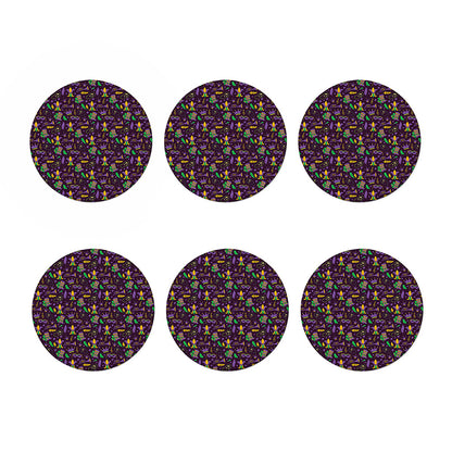 Mardi Gras Party Pattern Print Coaster Set