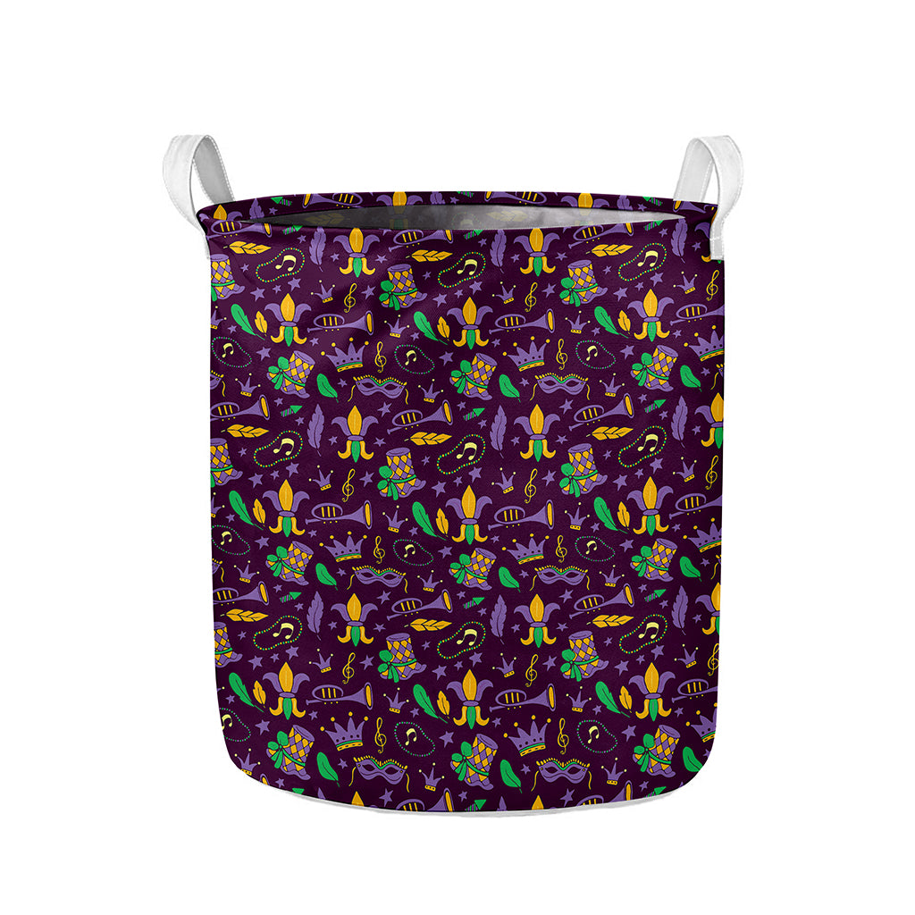 Mardi Gras Party Pattern Print Collapsible Laundry Basket