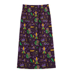 Mardi Gras Party Pattern Print Cotton Front Slit Maxi Skirt