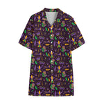 Mardi Gras Party Pattern Print Cotton Hawaiian Shirt