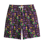 Mardi Gras Party Pattern Print Cotton Shorts