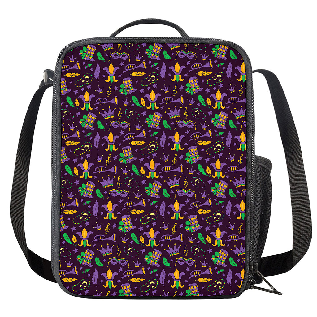 Mardi Gras Party Pattern Print Crossbody Lunch Bag