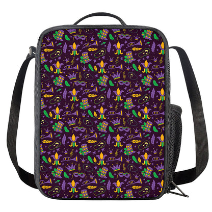 Mardi Gras Party Pattern Print Crossbody Lunch Bag