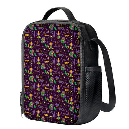 Mardi Gras Party Pattern Print Crossbody Lunch Bag