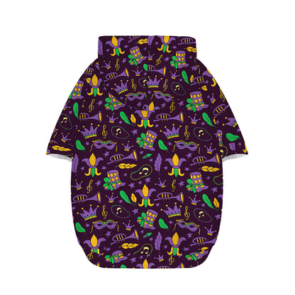 Mardi Gras Party Pattern Print Dog Zip Up Hoodie