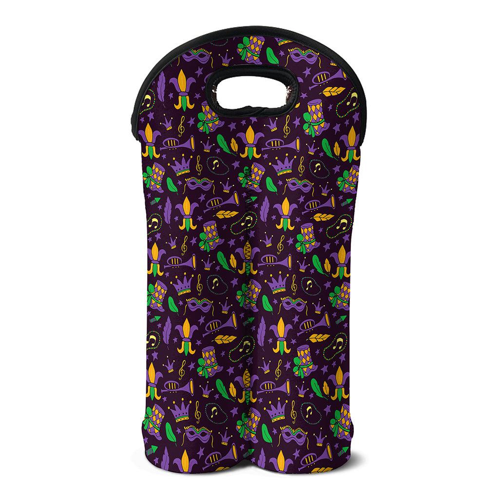 Mardi Gras Party Pattern Print Double Neoprene Wine Tote