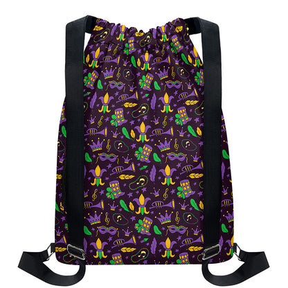 Mardi Gras Party Pattern Print Drawstring Backpack
