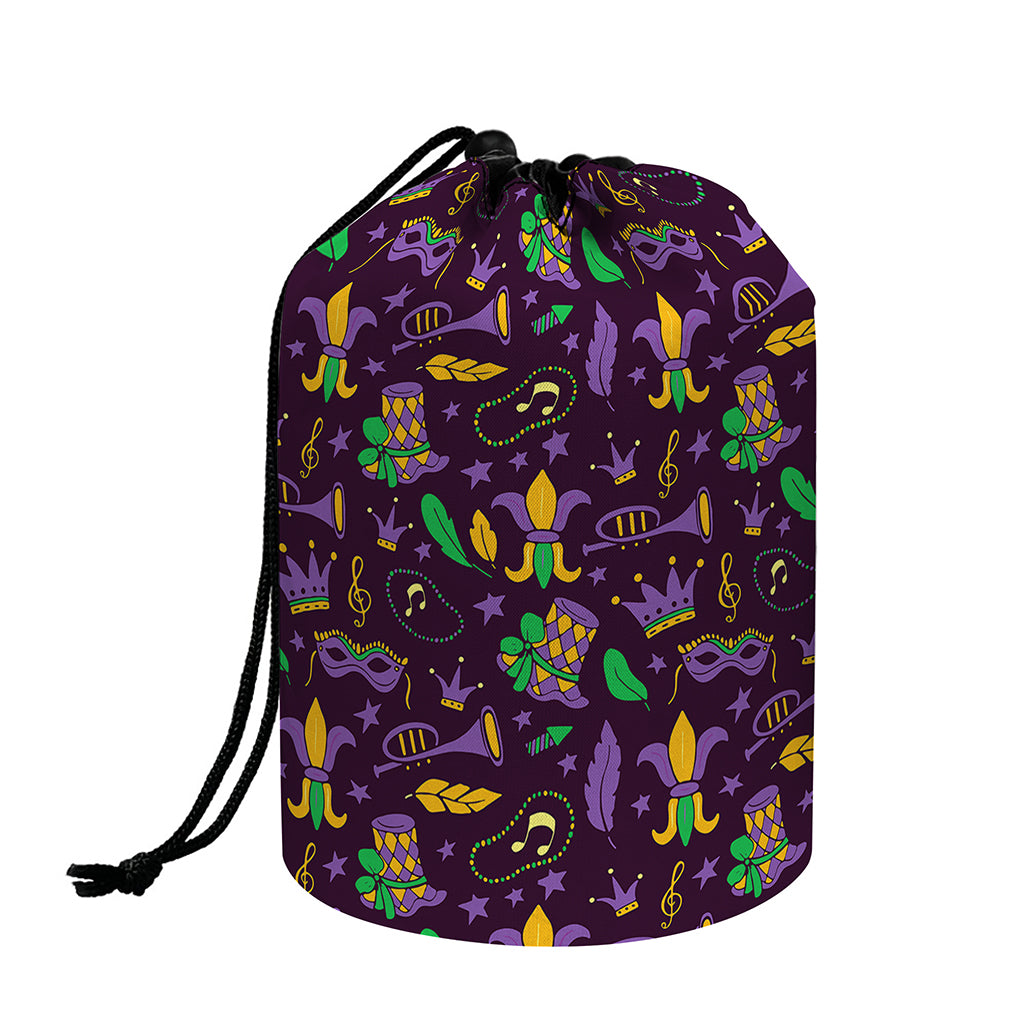 Mardi Gras Party Pattern Print Drawstring Makeup Bag