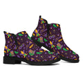 Mardi Gras Party Pattern Print Flat Ankle Boots