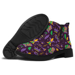 Mardi Gras Party Pattern Print Flat Ankle Boots