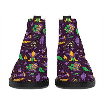 Mardi Gras Party Pattern Print Flat Ankle Boots