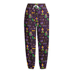 Mardi Gras Party Pattern Print Fleece Lined Knit Pants
