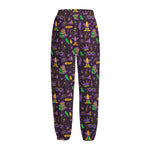 Mardi Gras Party Pattern Print Fleece Lined Knit Pants