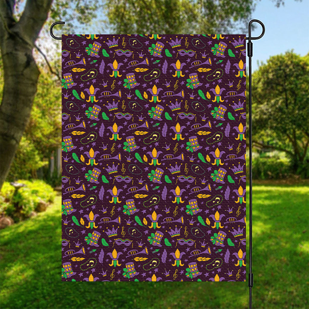 Mardi Gras Party Pattern Print Garden Flag