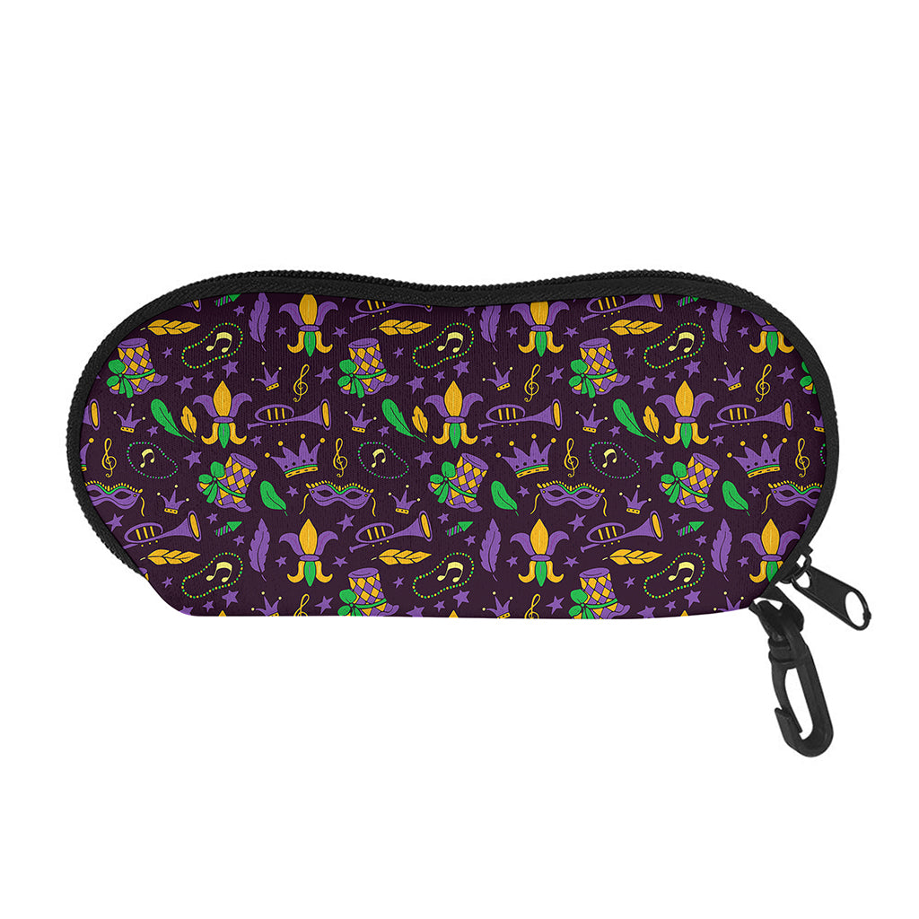 Mardi Gras Party Pattern Print Glasses Case