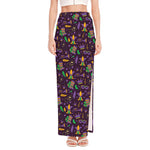 Mardi Gras Party Pattern Print High Slit Maxi Skirt