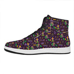 Mardi Gras Party Pattern Print High Top Leather Sneakers