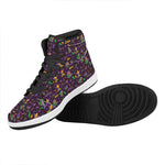Mardi Gras Party Pattern Print High Top Leather Sneakers
