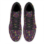 Mardi Gras Party Pattern Print High Top Leather Sneakers
