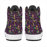 Mardi Gras Party Pattern Print High Top Leather Sneakers