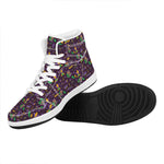 Mardi Gras Party Pattern Print High Top Leather Sneakers