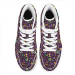Mardi Gras Party Pattern Print High Top Leather Sneakers