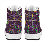 Mardi Gras Party Pattern Print High Top Leather Sneakers